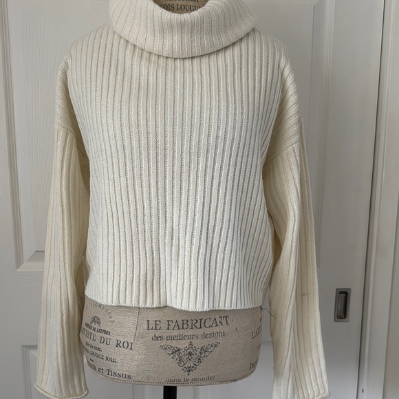 Cropped Cream Colored Turtleneck Sweater - Picture 3 of 5